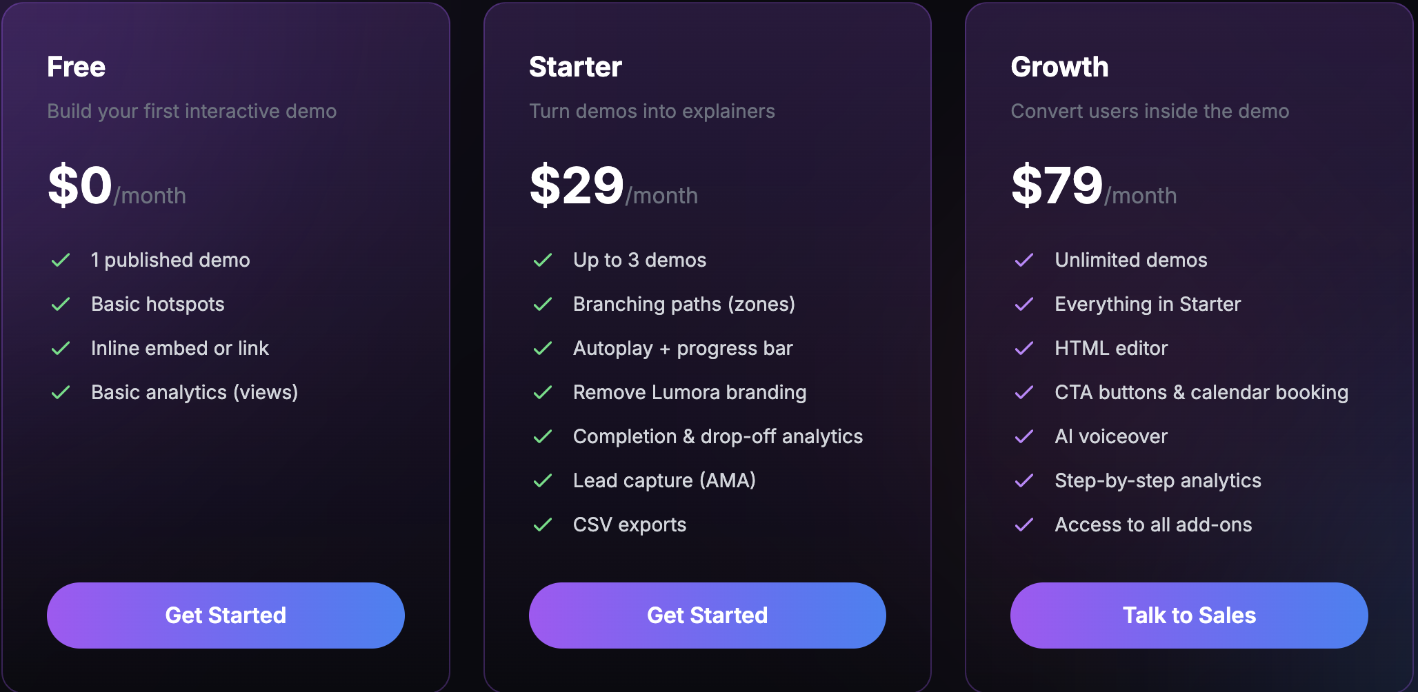 Lumora pricing plans